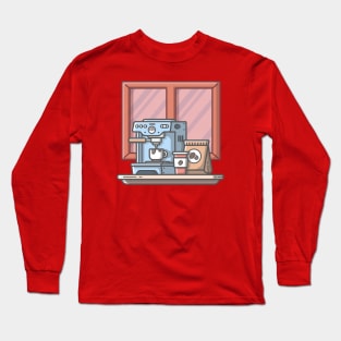 Coffee Machine Cartoon Long Sleeve T-Shirt